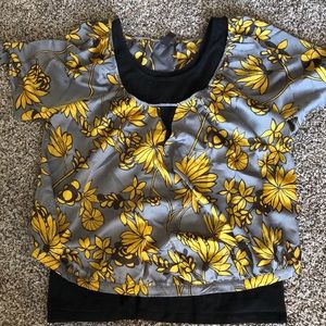 Old Navy 2X faux wrap blouse w/ floral print